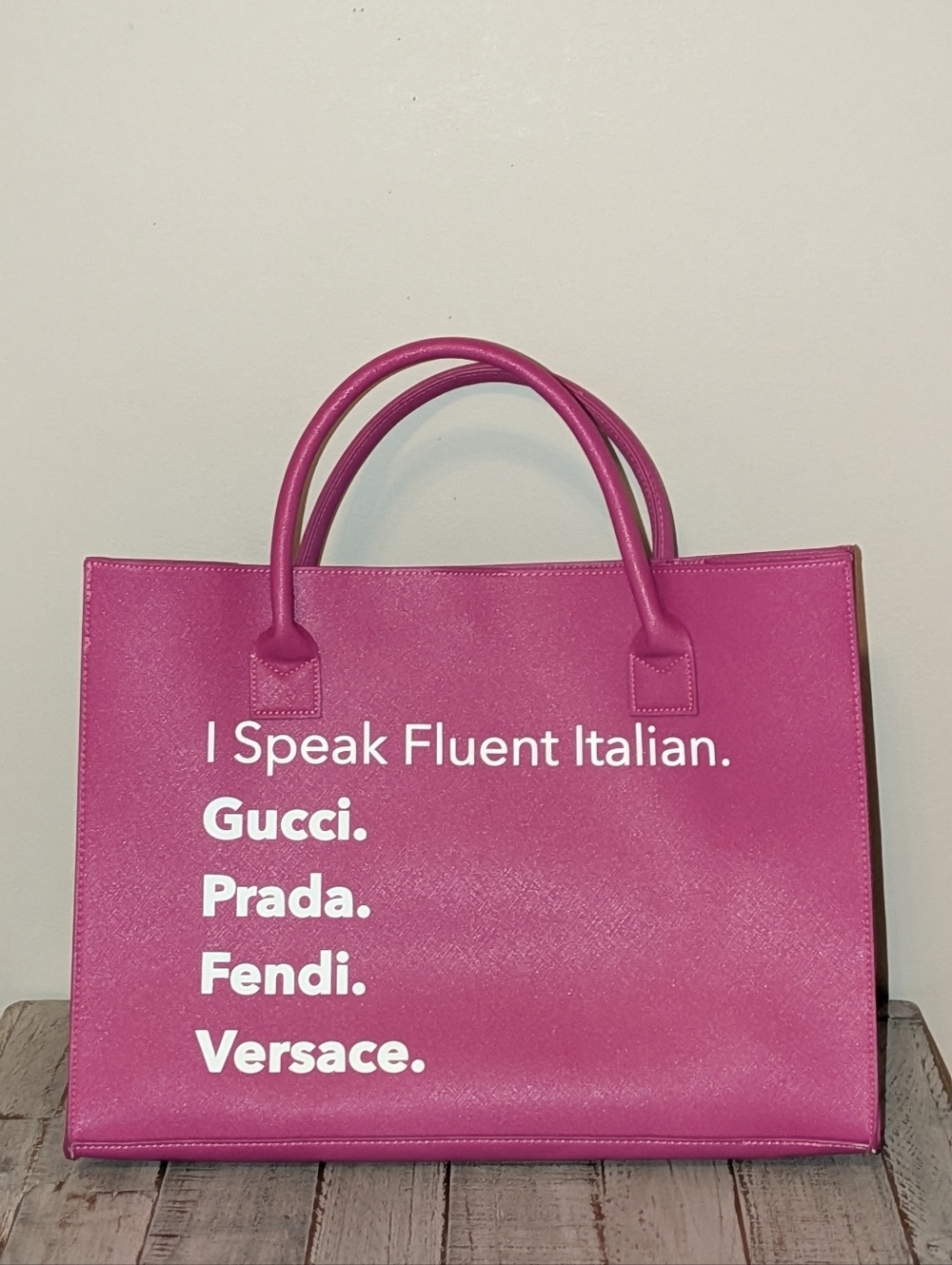 Statement Pink Tote Bag with Italian Designer Print